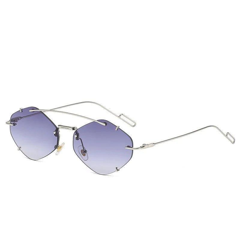 Rimless Diamond Sunglasses Square Women Men Retro Sun Glasses Brand Designer Eyewear UV400 Shades Oculos Female Gafas