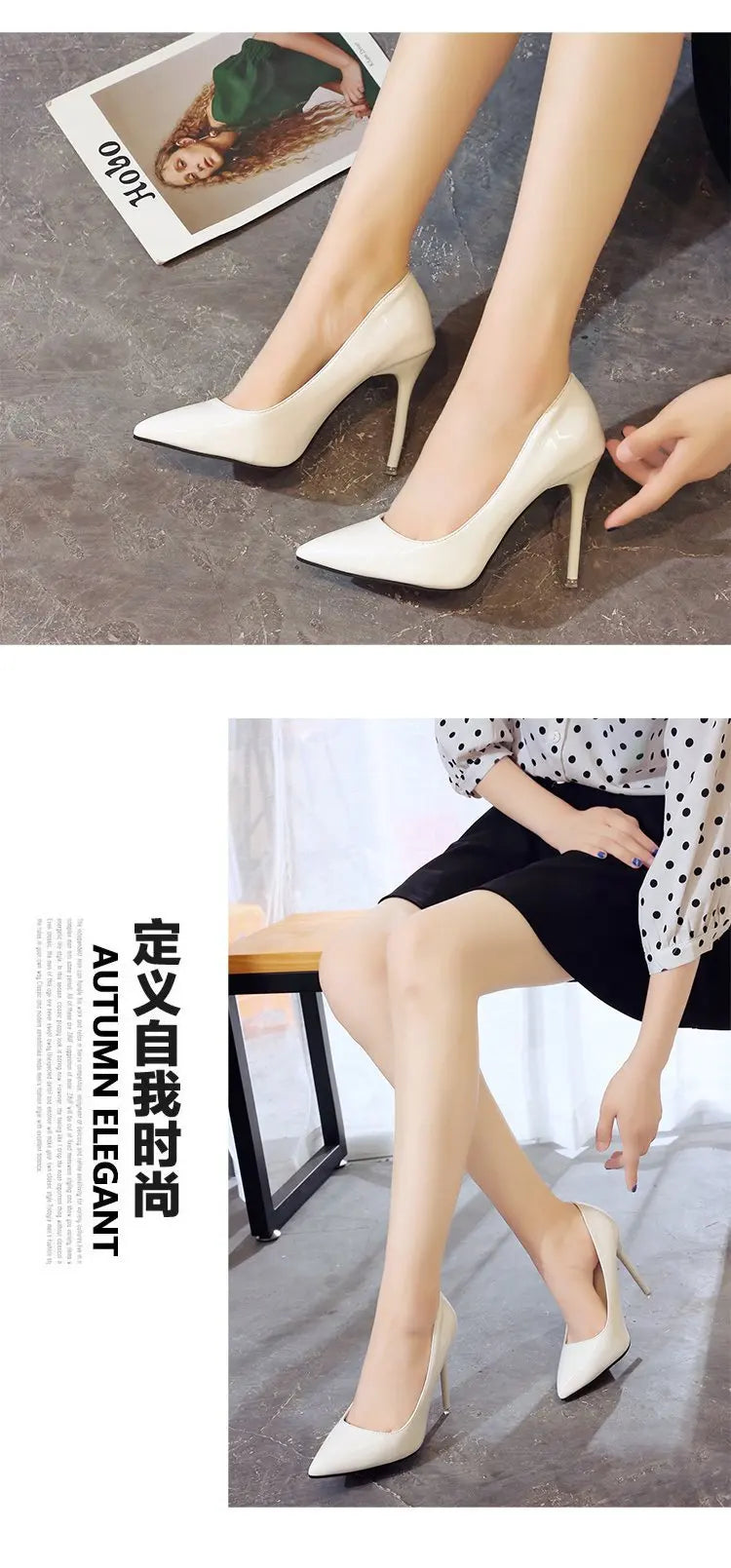 HOT Plus Size 34-44 HOT Women Shoes Pointed Toe Pumps Patent Leather Dress High Heels Boat Shoes Wedding Shoes Zapatos Mujerd76