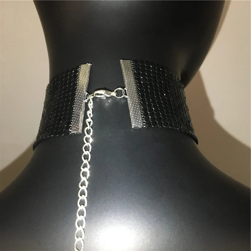 Fashion Metal Sequins Chokers Necklace Jewelry Women Statement Choker Wedding Necklace Jewelry Accessories For A Gift