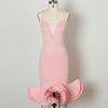 African Dresses for Women 2021 Summer African Women Pink Sleeveless V-neck Polyester Dress African Clothing