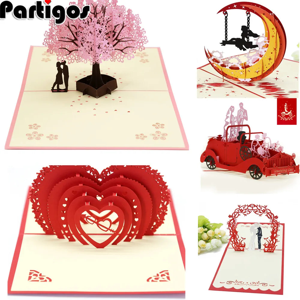 3D Pop Up Love Card with Envelope Valentines Day Birthday Anniversary Greeting Cards for Couples Wife Husband Handmade Gifts