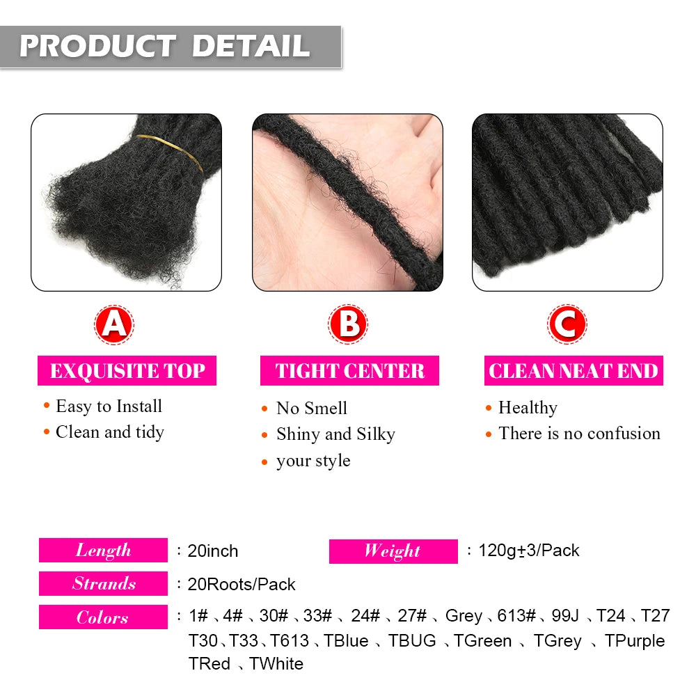 10 Inch Synthetic Dreadlocks Crochet Braids Hair  Handmade Locs Hip-Hop Style For Men And Women Ombre Braiding wig Extensions He