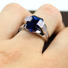 Delicate Male 925 Sterling Silver Rings for Women Cubic Zirconia Blue Stone Ring for Men Women Index Finger Ring VIntage Jewelry