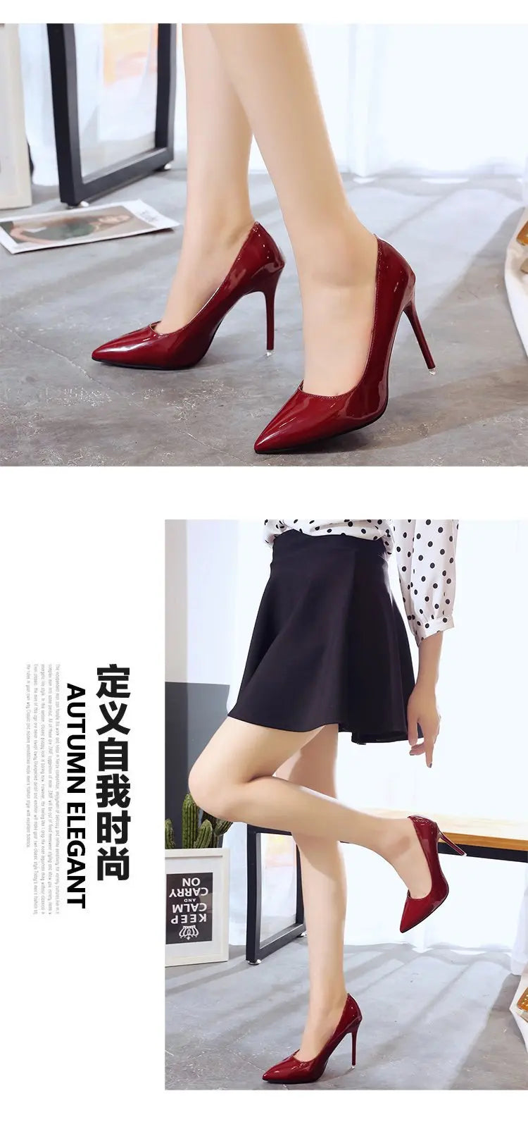HOT Plus Size 34-44 HOT Women Shoes Pointed Toe Pumps Patent Leather Dress High Heels Boat Shoes Wedding Shoes Zapatos Mujerd76