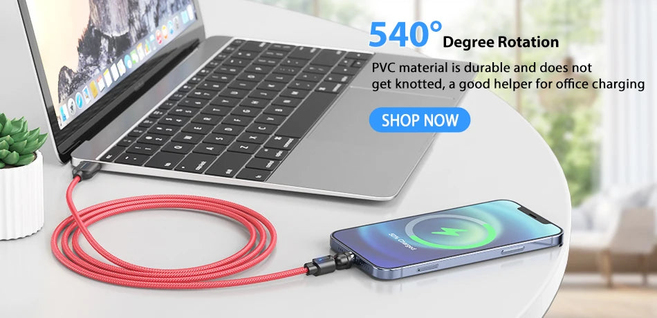 Lovebay Magnetic Cable USB Type C Cable 2.4A 540 Rotate Micro Charger 0.5M 1M 2M Charging Cable For iPhone 13 12 Xiaomi Huawei