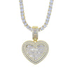 In Stock Iced Out Bling Women Jewelry 5A White Cubic Zirconia Heart Shaped Pendant Necklace With Tennis Box Chain