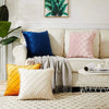 Inyahome Velvet Waist Throw Pillow with Pompom Solid Color Decorative Cushio Pillow Pink Grey Green Solid Velvet Home Pillowcase