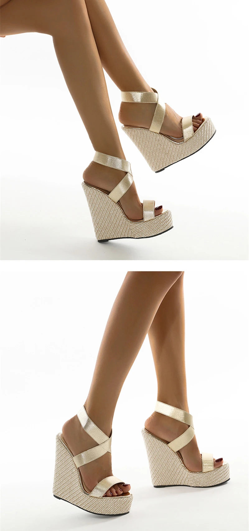 Eilyken Super High Peep Toe Gladiator Wedges Sandals Women Cover Heel Platform Fashion Summer Shoes Size 35-42