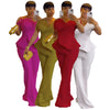 3736# Latest Design Party Jumpsuit Women Off Shoulder High Waist Beaded Feather Decoration Wide Leg Jumpsuit for Ladies