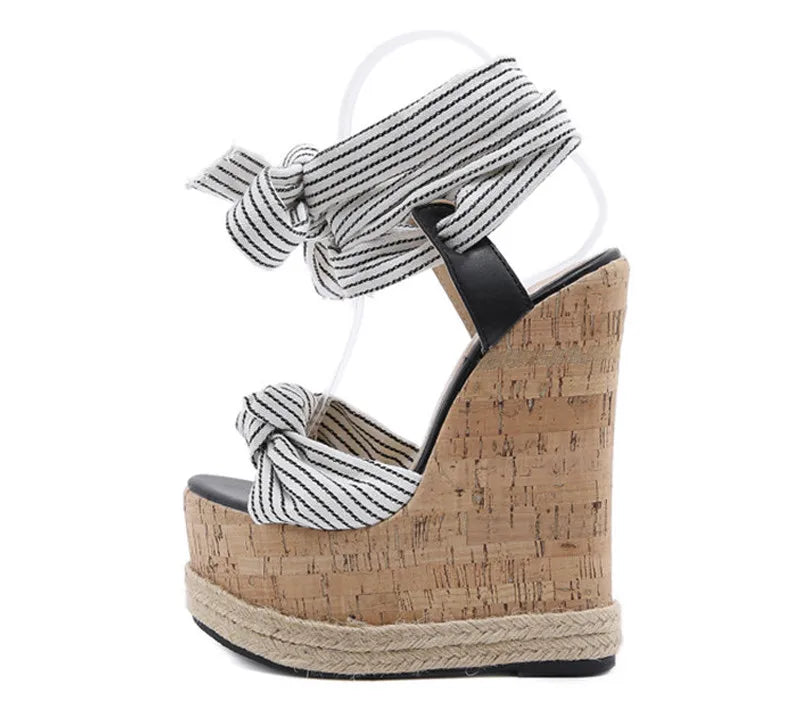 Eilyken Summer Solid White Platform Wedges Sandals Women Fashion High Heels Ankle Strap Ladies Open Toe Shoes