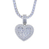 In Stock Iced Out Bling Women Jewelry 5A White Cubic Zirconia Heart Shaped Pendant Necklace With Tennis Box Chain