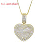 In Stock Iced Out Bling Women Jewelry 5A White Cubic Zirconia Heart Shaped Pendant Necklace With Tennis Box Chain