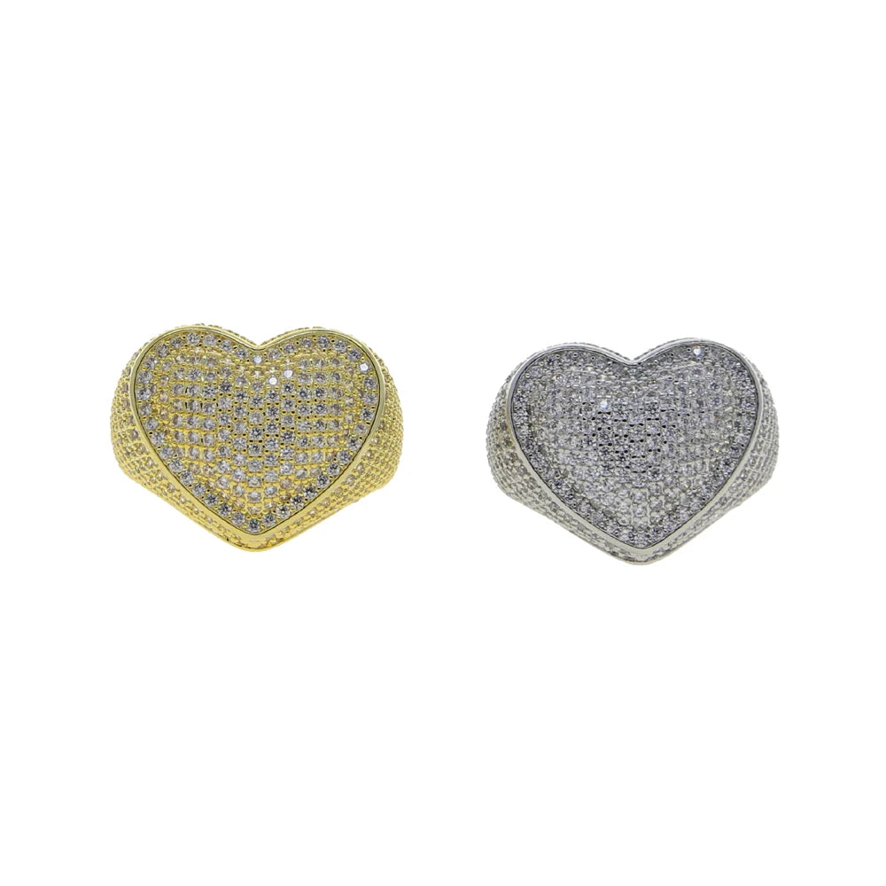 Full Micro Paved CZ Hollow Heart Ring High Quality Iced Out Bling Cubic Zirconia For Women Girlfriend Valentines Finger Jewelry