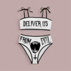 Punk Gothic Letters Print Bikinis Set Sexy Bikini 2023 Women Skull Pattern V-neck Swimwear Fashion Swimsuit Bathing Suit
