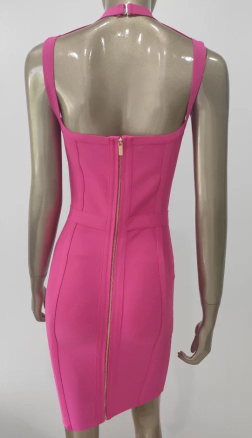 New Arrival Summer Style Sexy Cut Out Button Stretchy Elastic Bandage Dress 2022 Celebrity Designer Evening Party Dress Vestidos