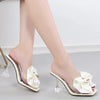 Transparent Slippers For Women 2025 Summer Fashion Pink Butterfly-knot Designer Sandals Clear Heels Size 46 Female Shoes