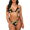 Customized Logo Plus Size Hawaiian Leaves Custom Pattern Bandage Swimsuit Set Two Piece Set Padded Halter Womens Swimwear Bikini