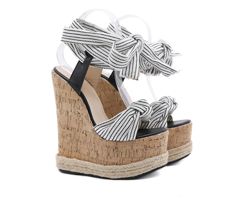 Eilyken Summer Solid White Platform Wedges Sandals Women Fashion High Heels Ankle Strap Ladies Open Toe Shoes