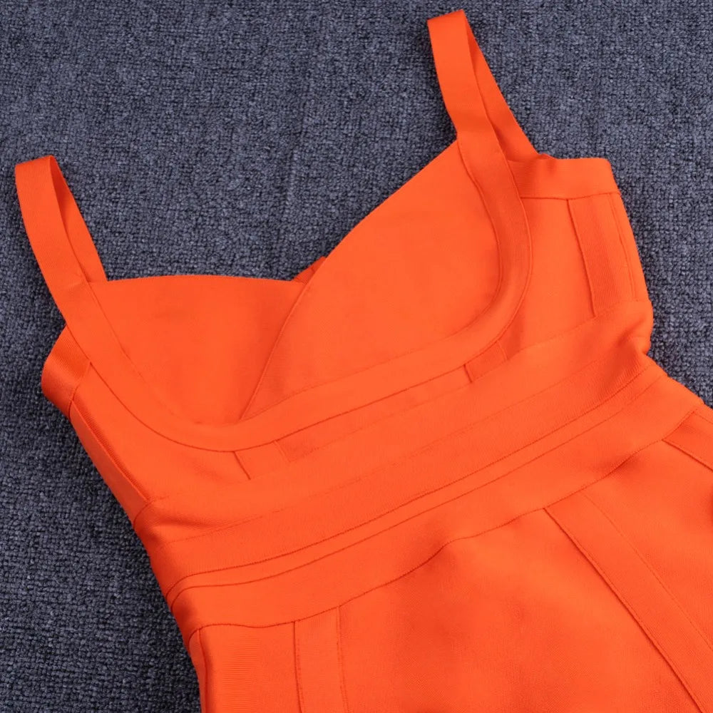 bandage dress summer orange bodycon dresses for women 2022 sexy spaghetti royal blue club celebrity party dress birthday outfit