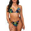 Customized Logo Plus Size Hawaiian Leaves Custom Pattern Bandage Swimsuit Set Two Piece Set Padded Halter Womens Swimwear Bikini