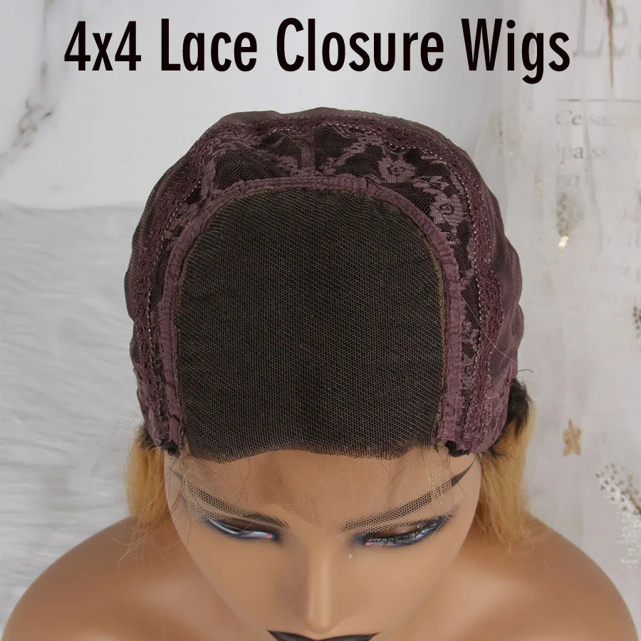TOPODMIDO Blue Color 13x4 Bob Cut Wigs For Women Peruvian Remy Hair Closure Wigs with Baby Hair Lace Front Human Hair Wigs