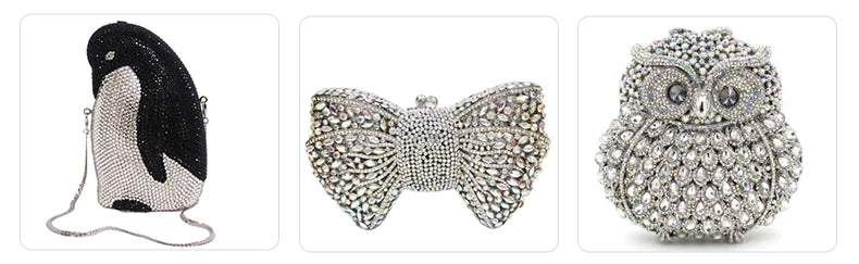 In Stock Lady Diamond Dinner Rhinestone Stone Crystal Women Party Hard Purse Bride Evening Bridal Wedding Hardside Clutch Bag