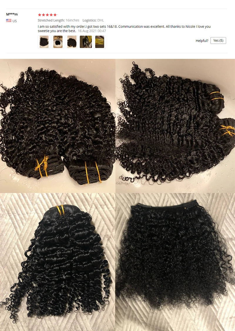 3B 3C Kinky Curly Clip In Hair Extensions Human Hair Afro Kinky Curly Clip Ins Bundles For Black Women 4A Dolago Full Head Sets