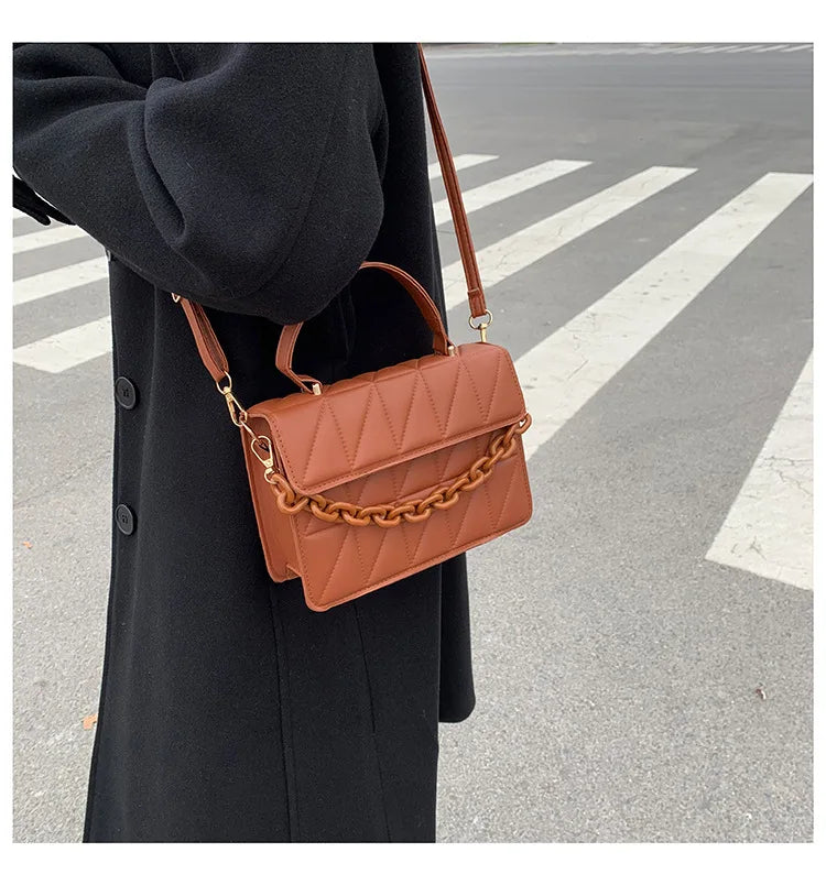 Trendy Plaid Women Shoulder Bag Fashion Chain Crossbody Bags Brand Designer Handbags and Purses Small Flap Top Handle Bags