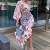 Floral Print Ruffle Skirt And Top Two Piece Set Elegant Women Summer Skirt Matching Suit Office Lady Chic Trumpet Skirt Outfits