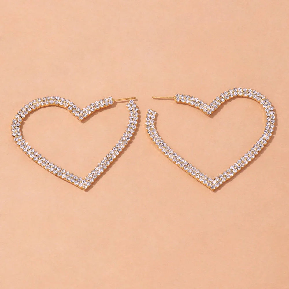 Stonefans Aesthetic Letter Earrings Designer Luxury for Women 2021 Fahsion Jewelry Rhinestone Designer Piercing Heart Earrings