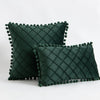 Inyahome Velvet Waist Throw Pillow with Pompom Solid Color Decorative Cushio Pillow Pink Grey Green Solid Velvet Home Pillowcase