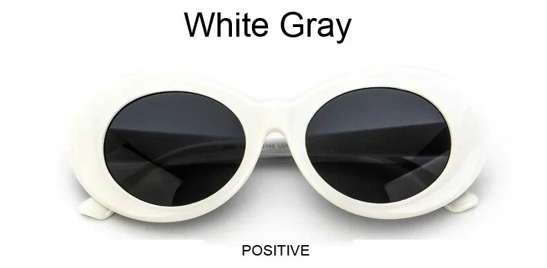 Kurt Cobain Retro Oval Sunglasses Man Vintage Fashion Brand Sun Glasses Classic White Black Lentes De Sol Mujer
