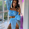 Women Beach 2pcs Bikini Cover-Ups Swimsuit Off Shoulder Top+ High Waist Dresss Sexy Ladies Swimming Cover Up Bathing Suit