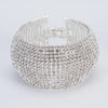 TREAZY Luxury 15 row Rhinestone Full Crystal Bracelet for Women Cuff Bangle Wedding Bridal Gold Silver Color Statement Bracelets