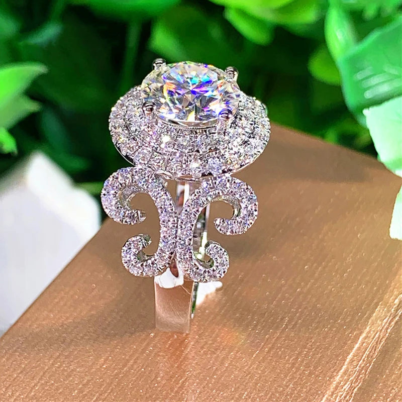 Huitan Aesthetic Design Women's Wedding Rings with Brilliant Cubic Zirconia Stone Graceful Proposal Engage Rings Fashion Jewelry