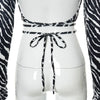 Sexy Backless Lace ups Pullover Tees Women Autumn Black O-neck Slim Longsleeve Short T-Shirt