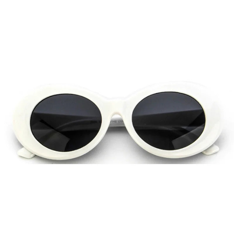 Kurt Cobain Retro Oval Sunglasses Man Vintage Fashion Brand Sun Glasses Classic White Black Lentes De Sol Mujer
