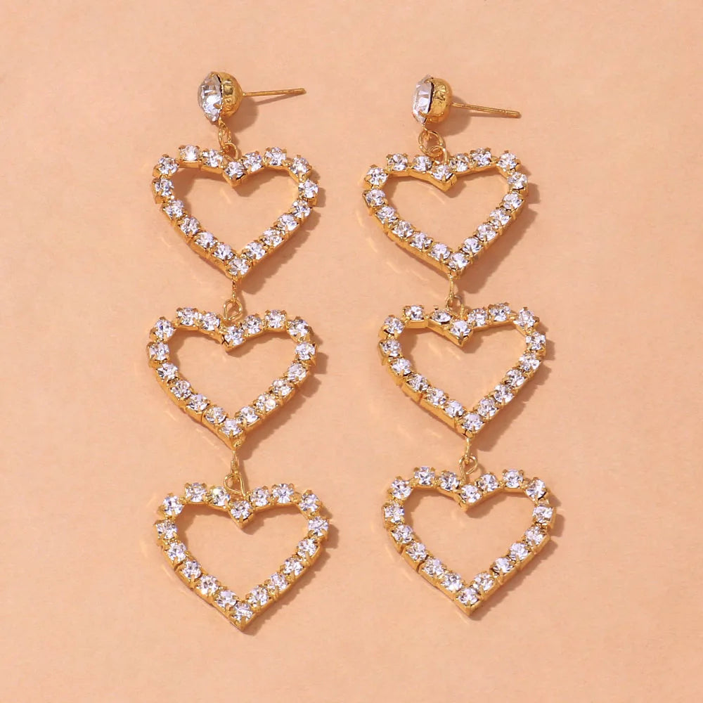 Stonefans Aesthetic Letter Earrings Designer Luxury for Women 2021 Fahsion Jewelry Rhinestone Designer Piercing Heart Earrings