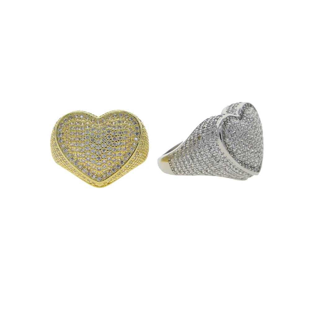Full Micro Paved CZ Hollow Heart Ring High Quality Iced Out Bling Cubic Zirconia For Women Girlfriend Valentines Finger Jewelry