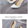 HOT Plus Size 34-44 HOT Women Shoes Pointed Toe Pumps Patent Leather Dress High Heels Boat Shoes Wedding Shoes Zapatos Mujerd76