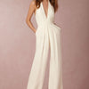 2022 New Fashion Backless Jumpsuits Women Solid Sleeveless Rompers Casual Overalls Halter Sexy Jumpsuit for Women
