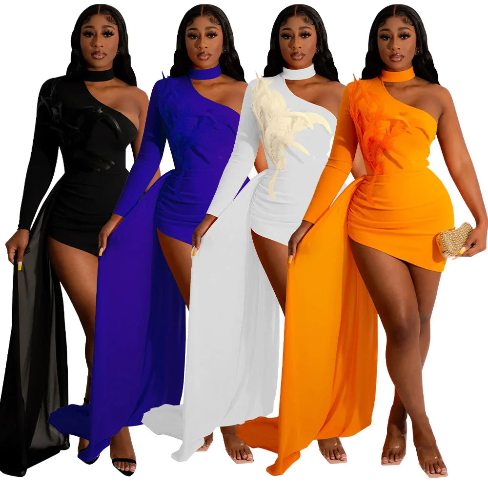 K10333 Fall New Short Dresses Women Party Evening Sexy Strapless Fur Wedding Dresses for Women
