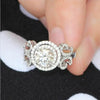 Huitan Aesthetic Design Women's Wedding Rings with Brilliant Cubic Zirconia Stone Graceful Proposal Engage Rings Fashion Jewelry