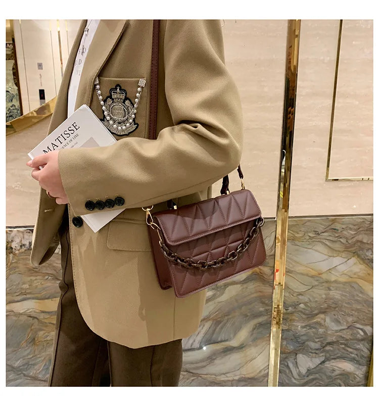 Trendy Plaid Women Shoulder Bag Fashion Chain Crossbody Bags Brand Designer Handbags and Purses Small Flap Top Handle Bags