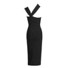Women Summer Sexy Hollow Out Brown Midi Knee Length Bodycon Bandage Dress 2023 Designer Elegant Evening Party Dress Vestido