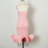 African Dresses for Women 2021 Summer African Women Pink Sleeveless V-neck Polyester Dress African Clothing