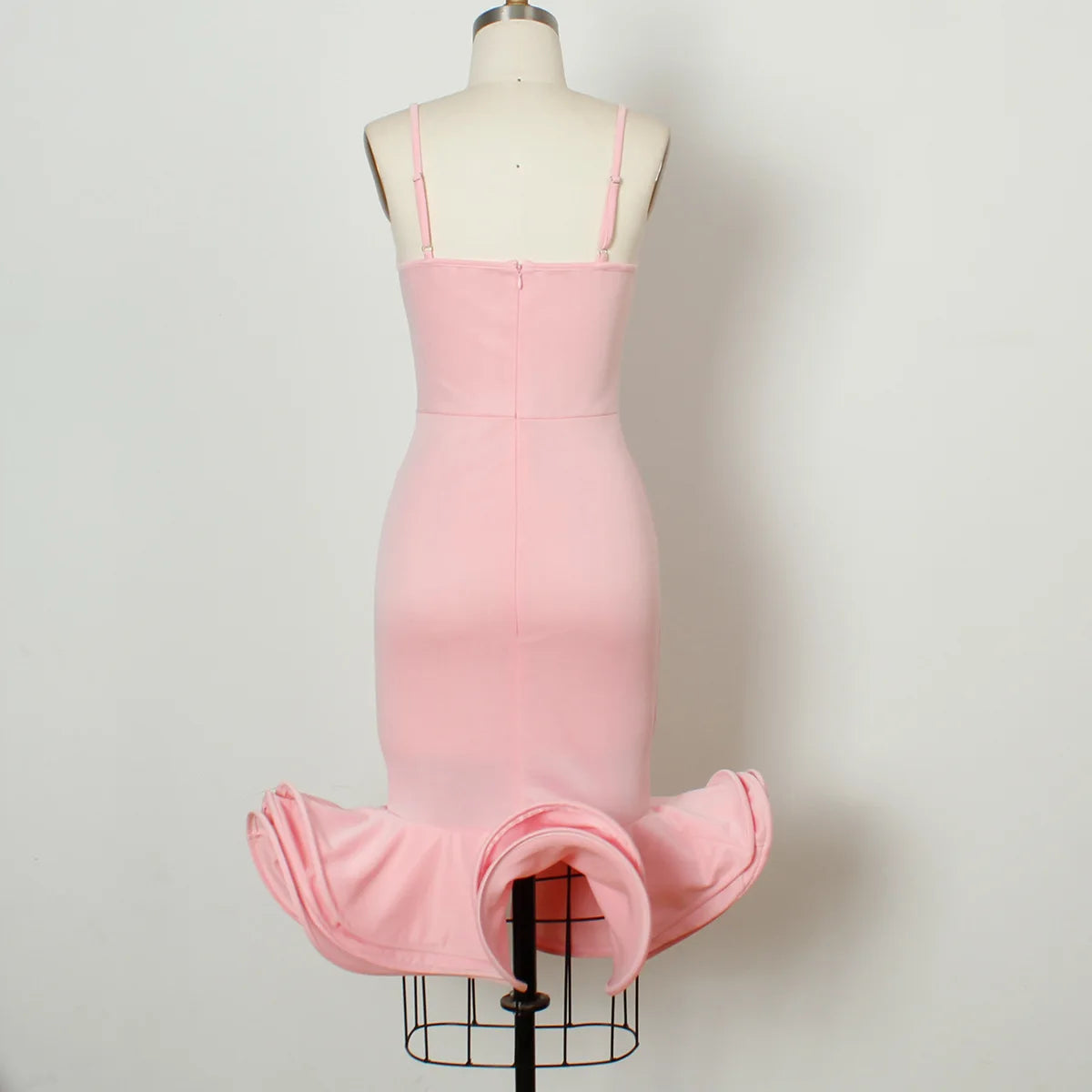 African Dresses for Women 2021 Summer African Women Pink Sleeveless V-neck Polyester Dress African Clothing