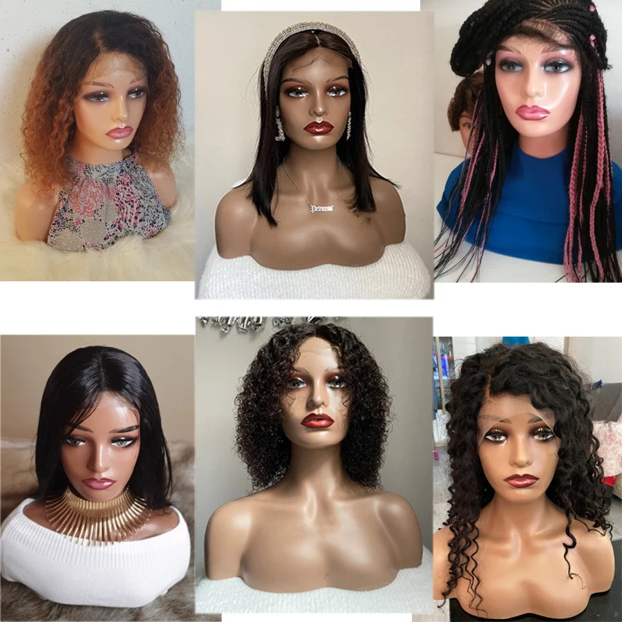 Female Mannequin Head With Shoulder Manikin Head Bust Wig Head Stand With Makeup For Wigs Display Necklace Free Earrings,Wig Cap