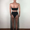 CM.YAYA Women Mesh See Though Two Piece Set Sexy Beach Strapless Tops and Pleated Maxi Skirts Matching Set Summer Outfits