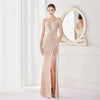 19103# Elegant Annual Sexy Long Korean Velvet Ten Positioning Floral Beads Halter Banquet Evening Dress Fashion